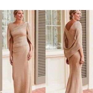 Gold Asymmetrical Backless Gown for Weddings